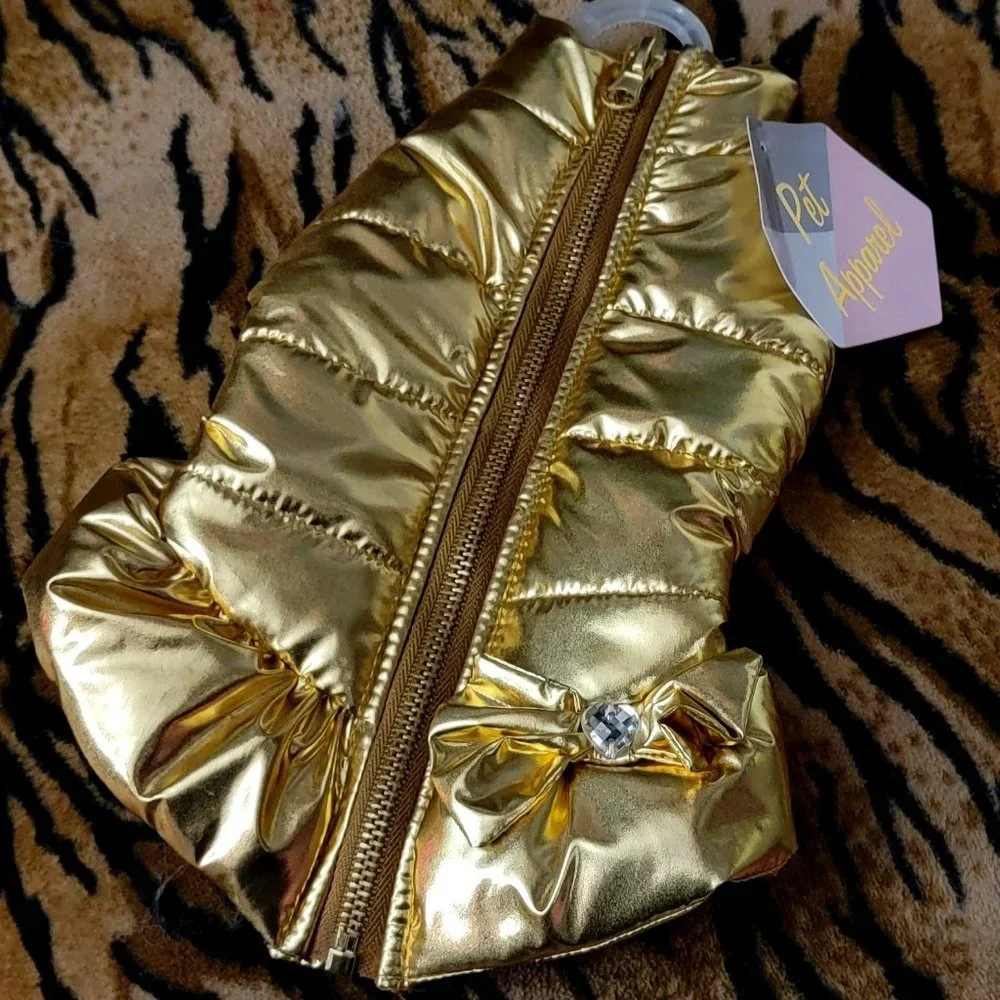 Pet Coat Sweater Golden Puffer xs or small ea. New w/ Tag! - Picture 1 of 5